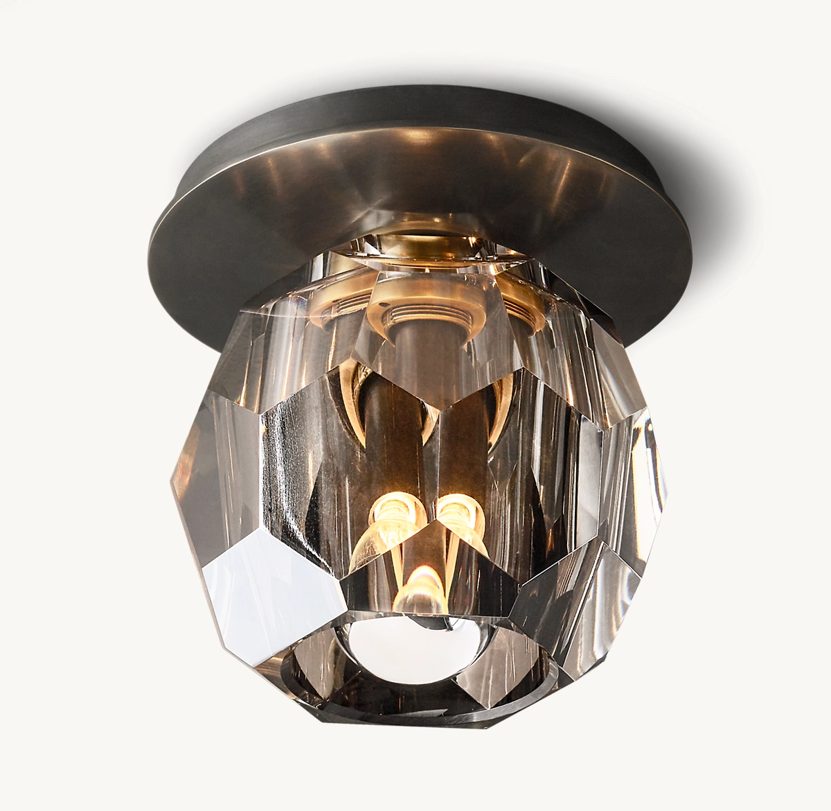 BOULE DE CRISTAL SMOKE GLASS PETITE FLUSHMOUNT - Bronze