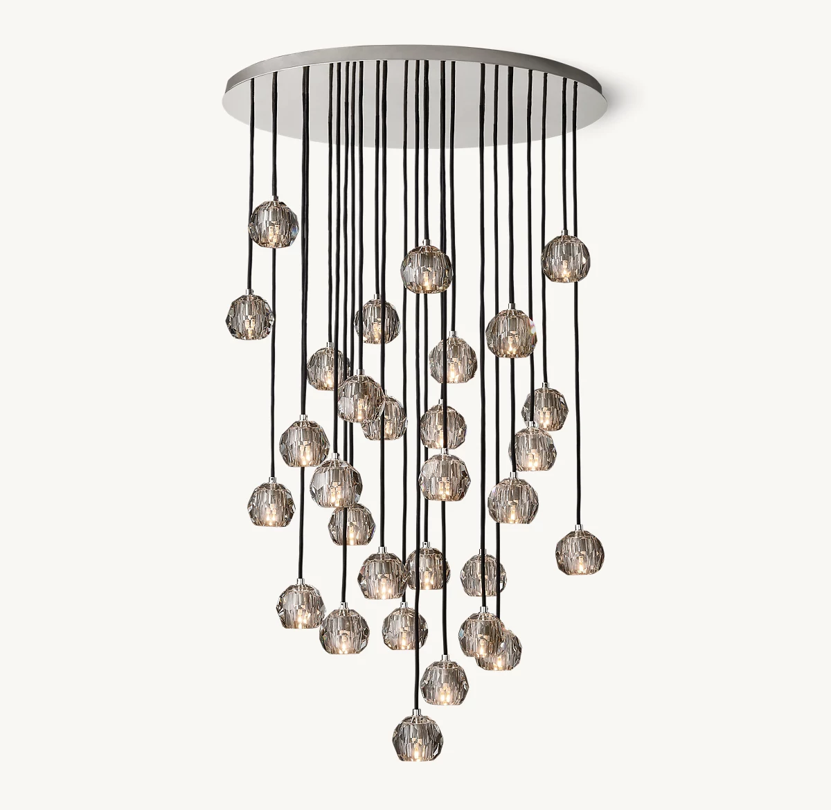 BOULE DE CRISTAL SMOKE GLASS ROUND CLUSTER CHANDELIER 40