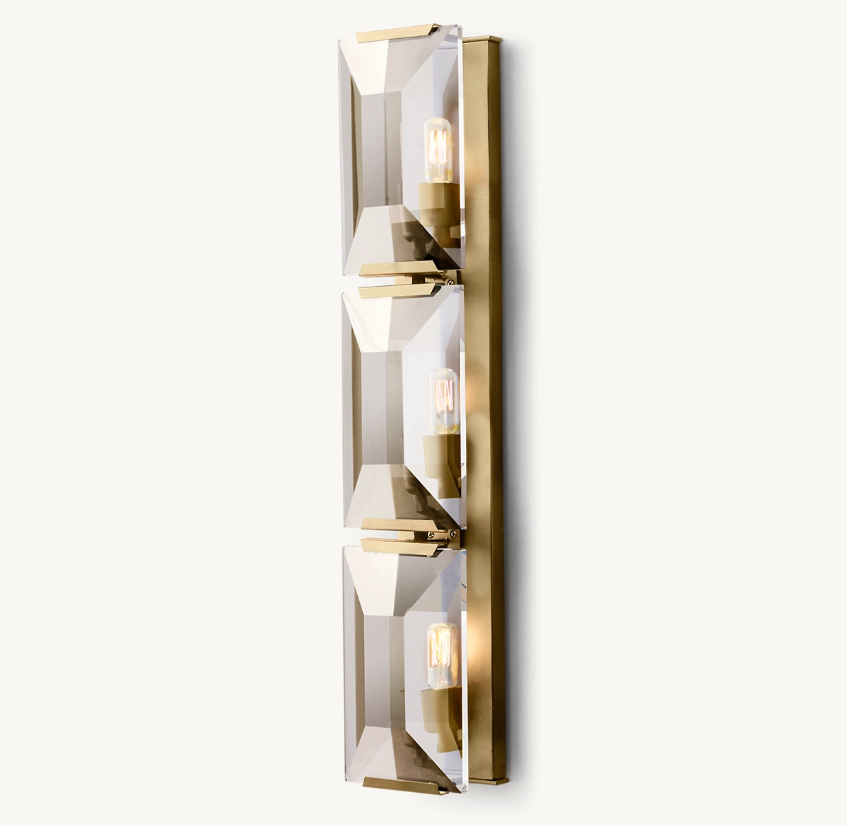 HARLOW CRYSTAL TRIPLE SCONCE - Lacquered Burnished Brass