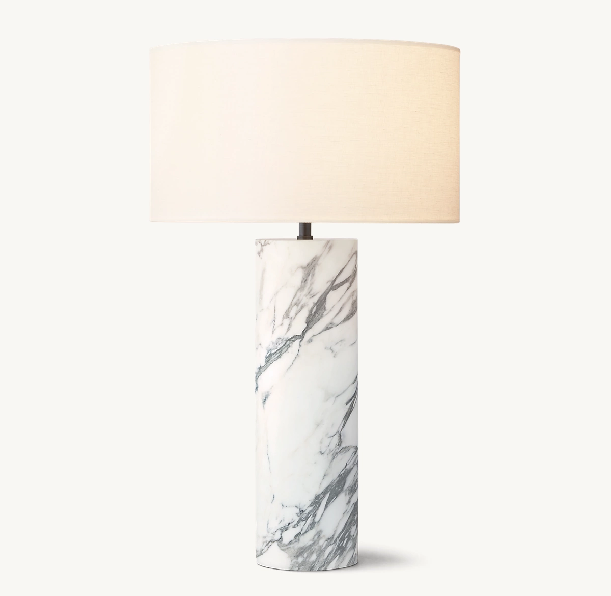 Sarezzo Cylindrical Stone Table Lamp - Arabescato