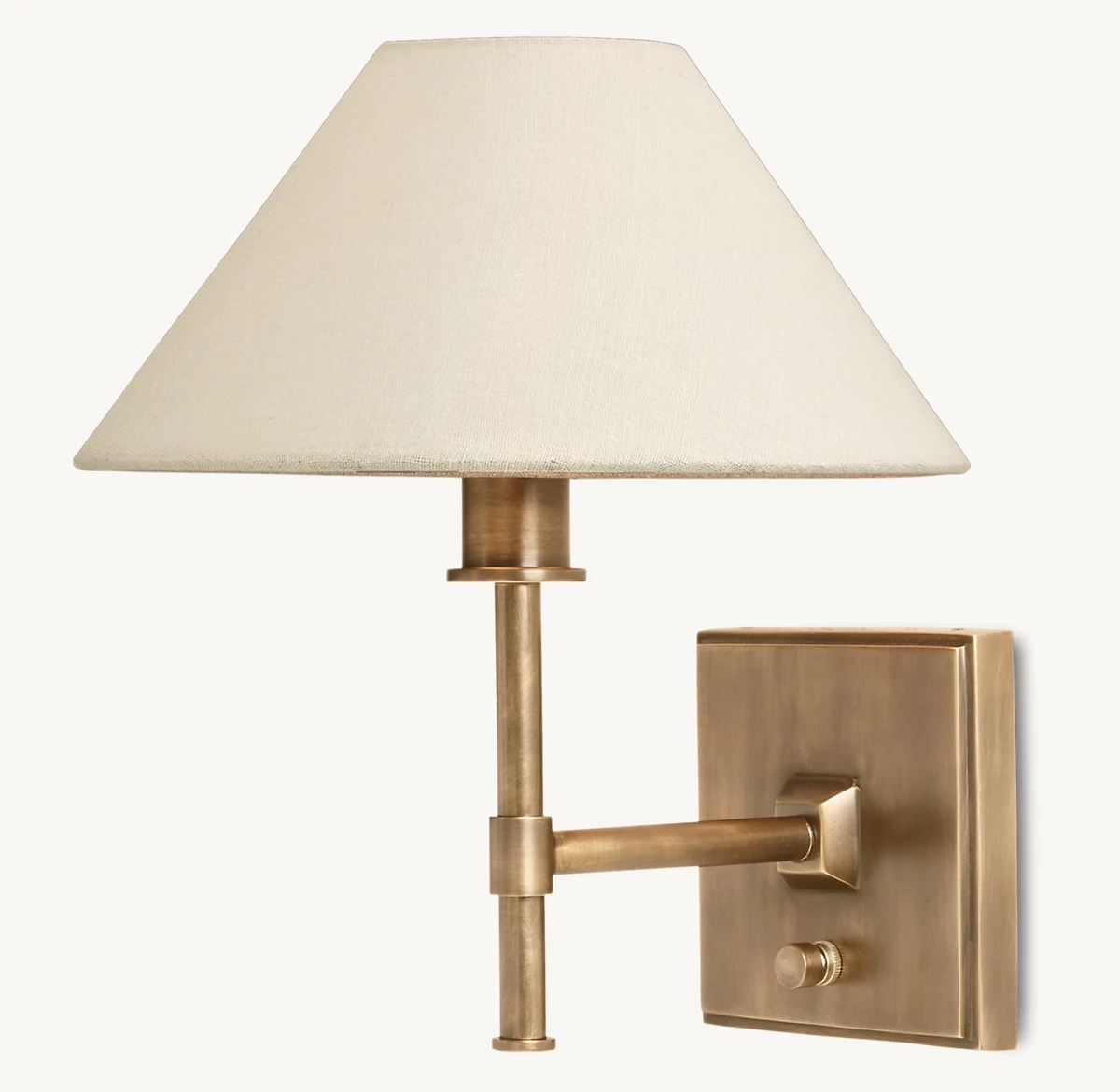 PETITE CANDLESTICK LINEN SHADE SCONCE - Vintage Brass
