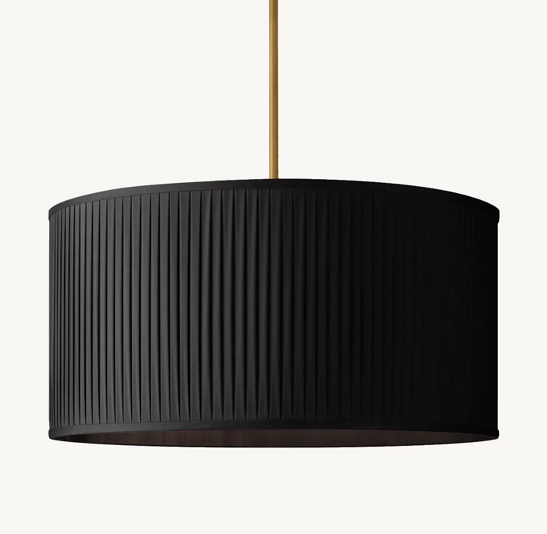 REED WHITE PLEATED DRUM PENDANT - Finish Options, Fabric Options