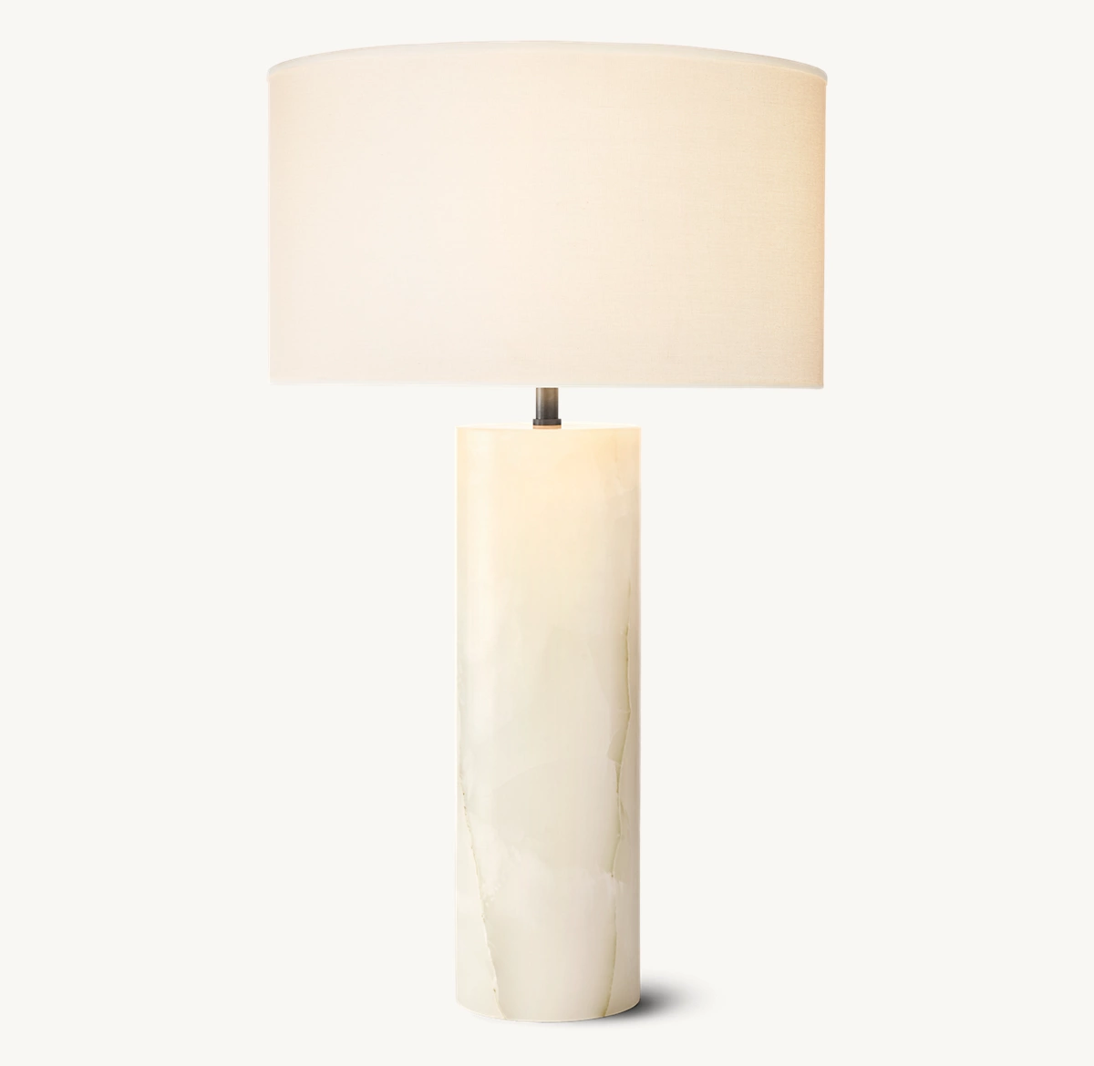 Sarezzo Cylindrical Stone Table Lamp - Ivory Onyx