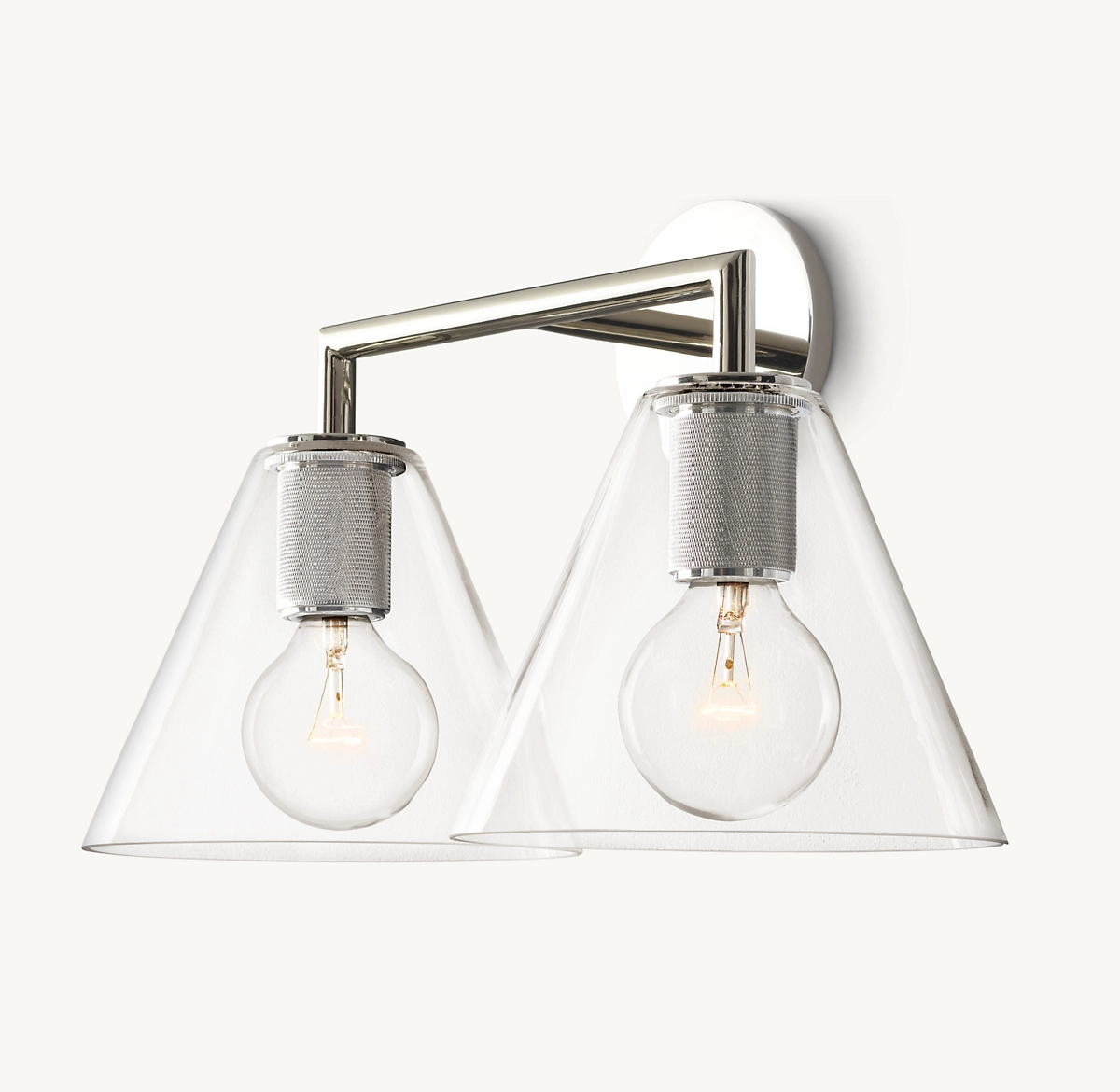 UTILITAIRE FUNNEL SHADE DOUBLE SCONCE - Polished Nickel