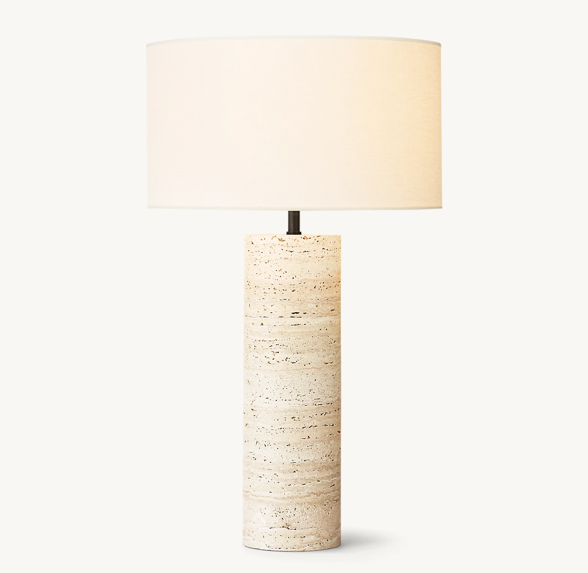 Sarezzo Cylindrical Stone Table Lamp - Travertine