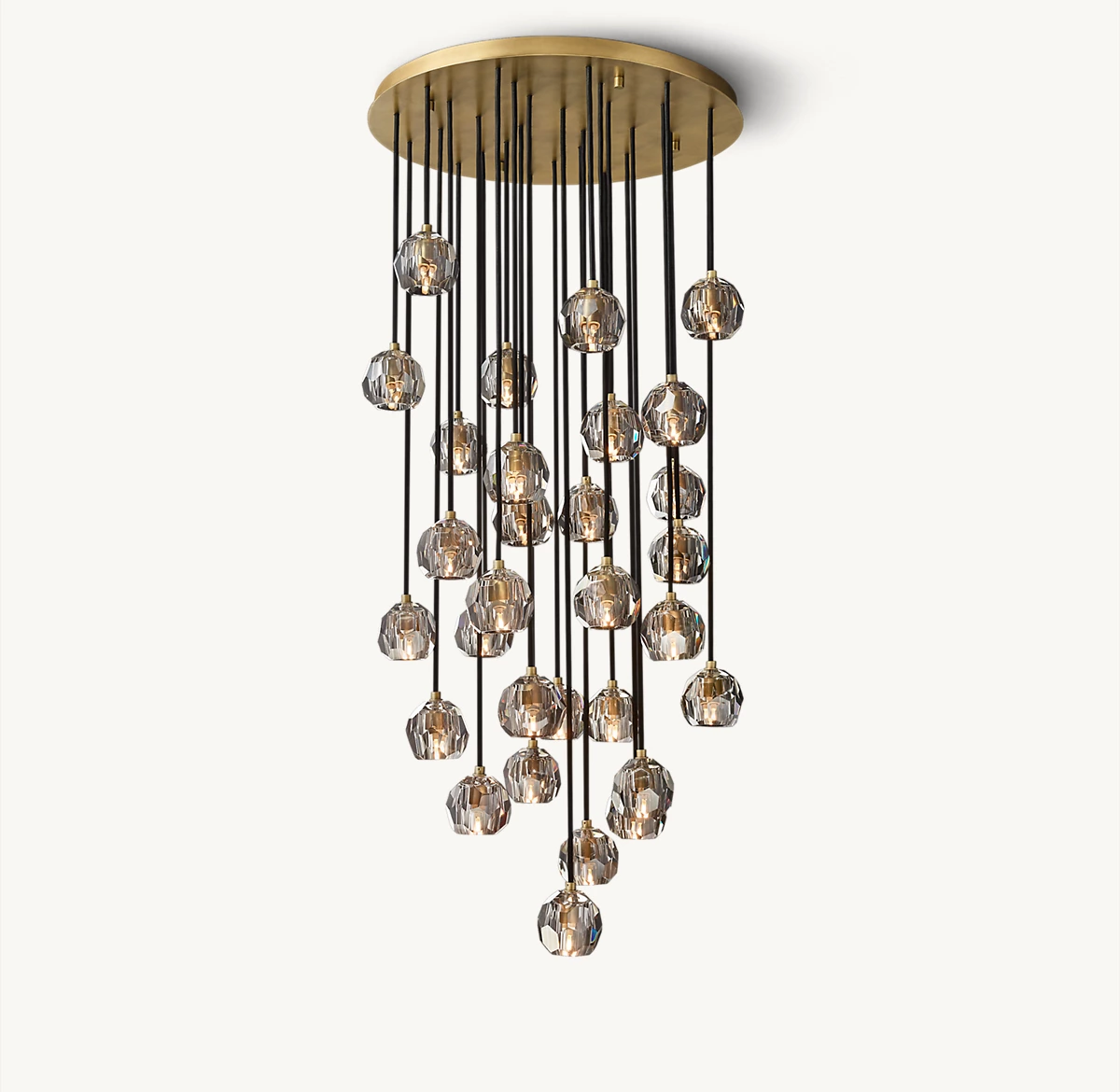 BOULE DE CRISTAL SMOKE GLASS ROUND CLUSTER CHANDELIER 30