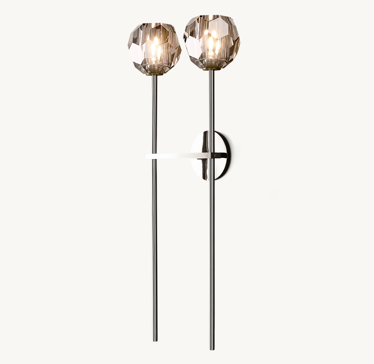 BOULE DE CRISTAL SMOKE GLASS GRAND DOUBLE SCONCE - Polished Nickel