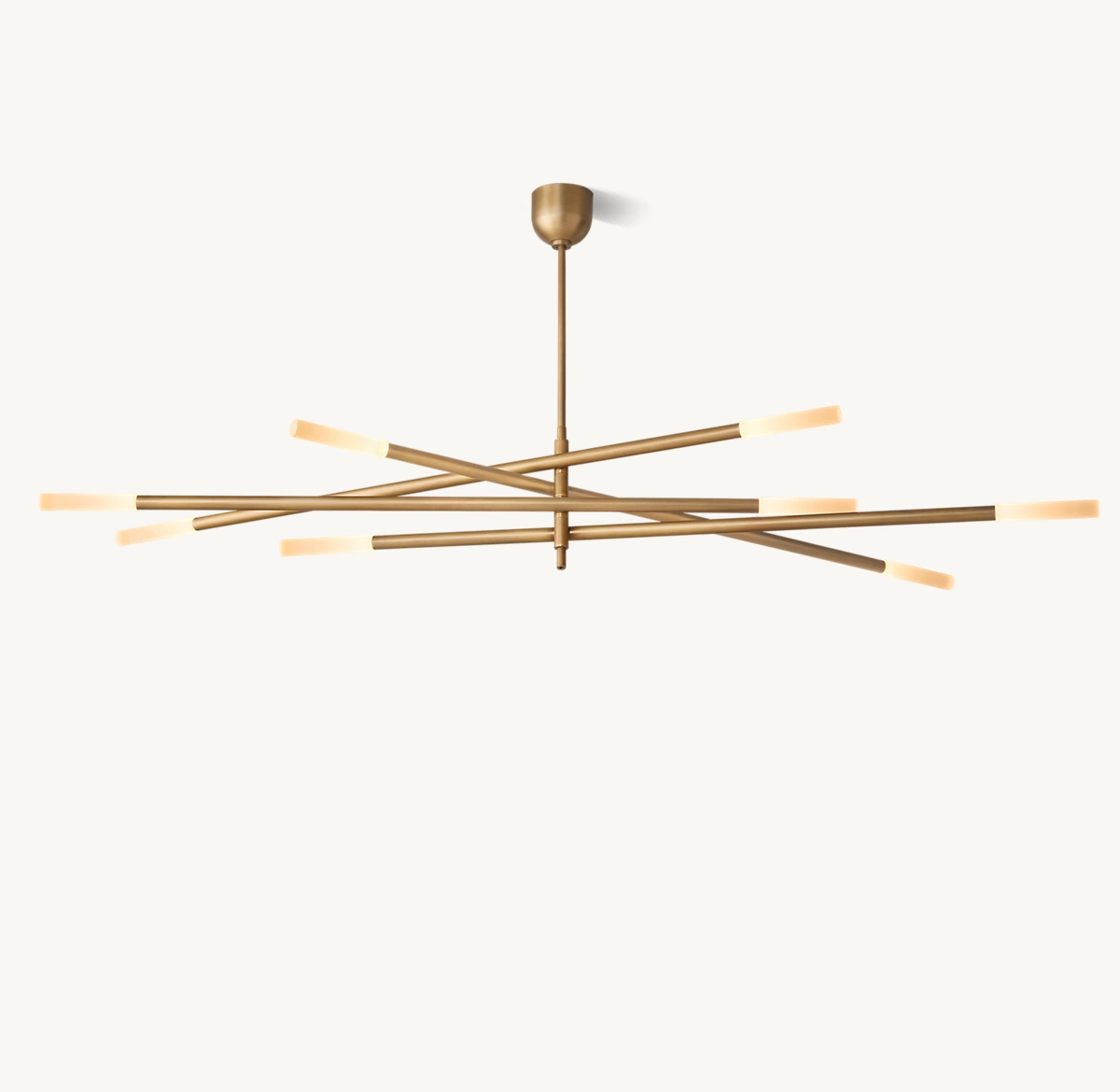 ROUSSEAU 8-LIGHT MOBILE ETCHED ROD CHANDELIER - Vintage Brass
