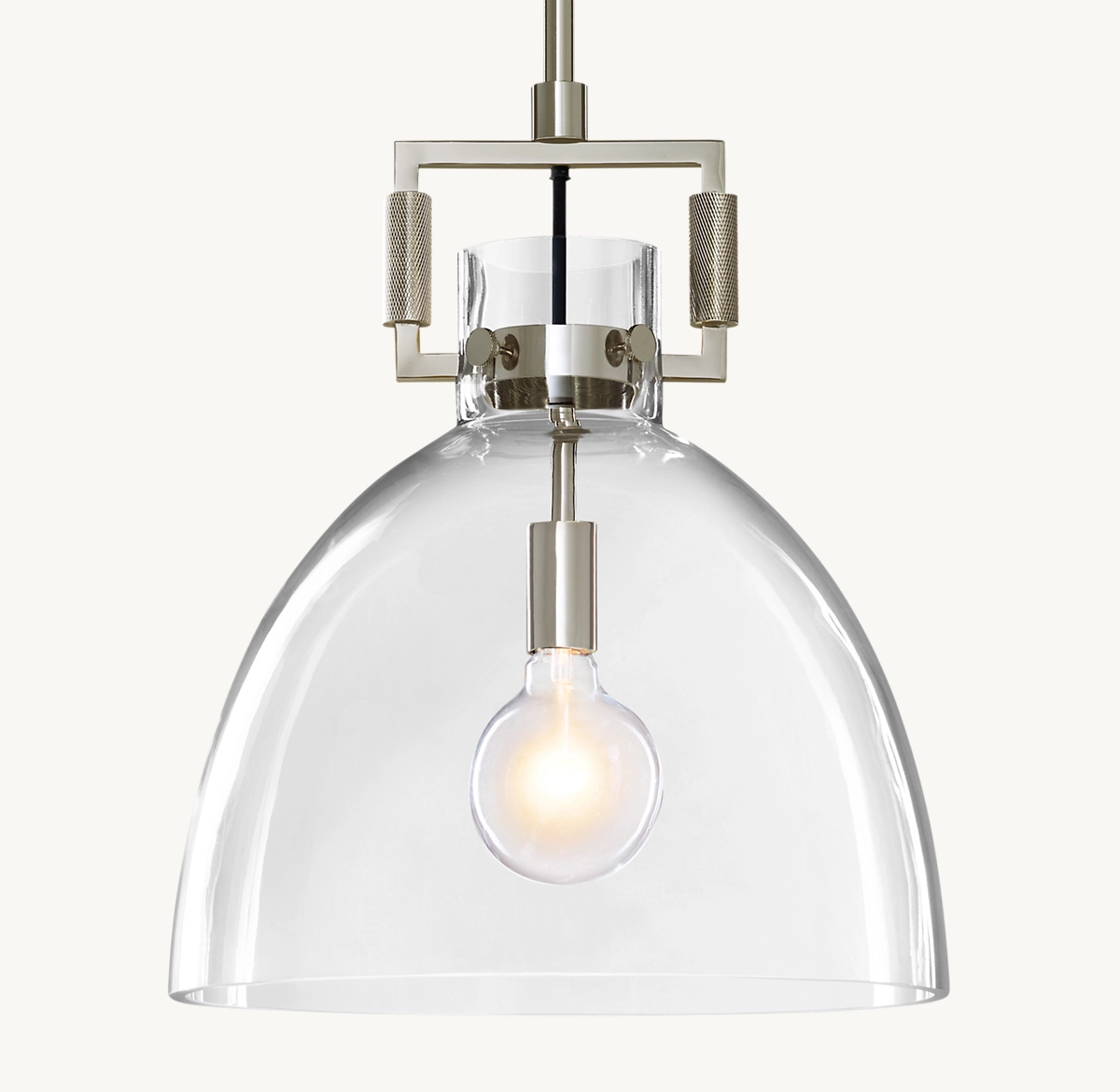 MACHINIST GLASS CLOCHE PENDANT - Polished Nickel