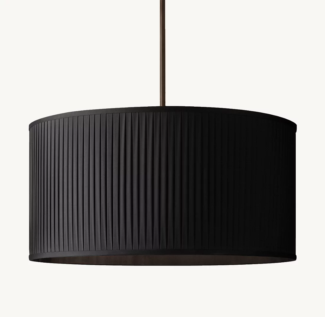 REED WHITE PLEATED DRUM PENDANT - Finish Options, Fabric Options
