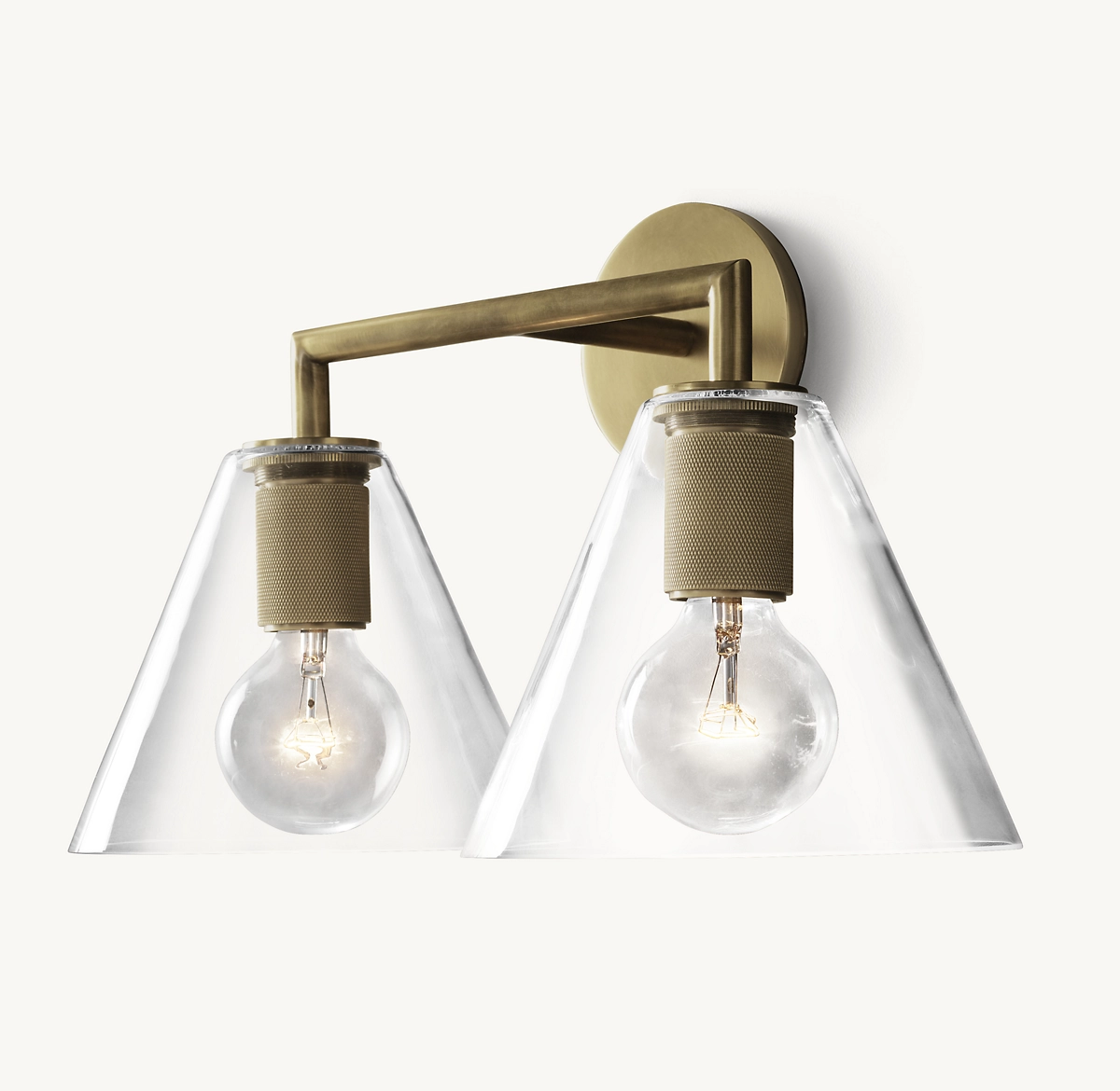 UTILITAIRE FUNNEL SHADE DOUBLE SCONCE - Lacquered Burnished Brass