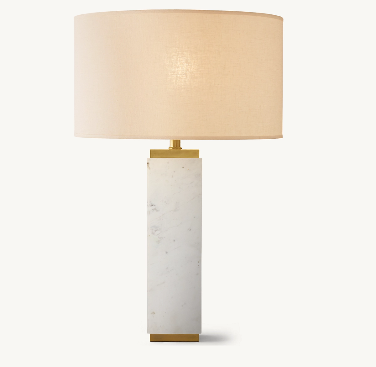 SQUARE COLUMN MARBLE TABLE LAMP - Lacquered Burnished Brass