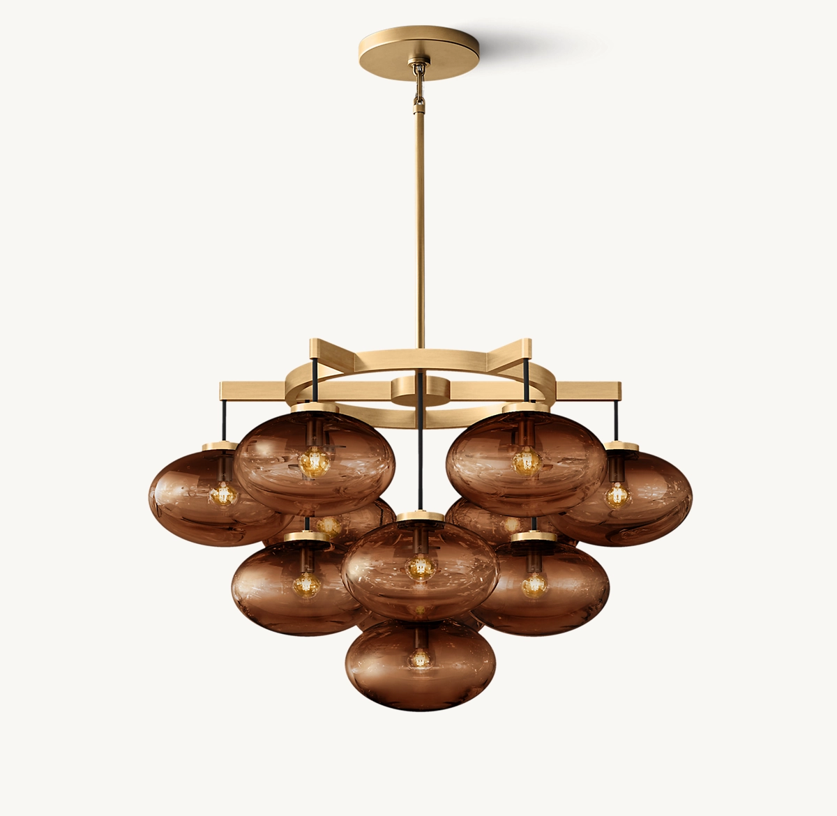 CABRETTE AMBER GLASS ROUND CHANDELIER 36