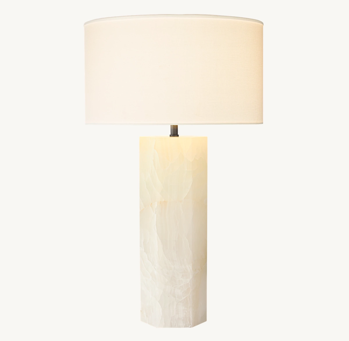 Sarezzo Hexagonal Stone Table Lamp - Ivory Onyx