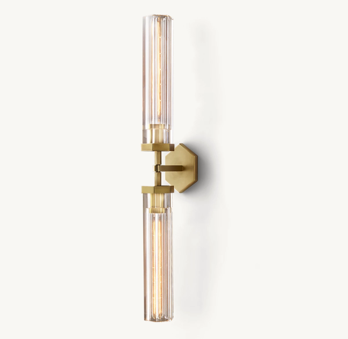 LAMBETH HEXAGONAL GRAND LINEAR SCONCE - Lacquered Burnished Brass