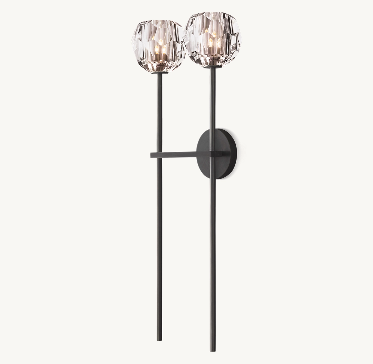 BOULE DE CRISTAL CLEAR GLASS GRAND DOUBLE SCONCE - Bronze