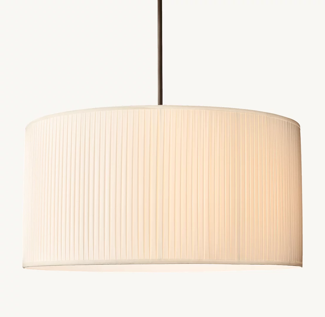 REED WHITE PLEATED DRUM PENDANT - Finish Options, Fabric Options