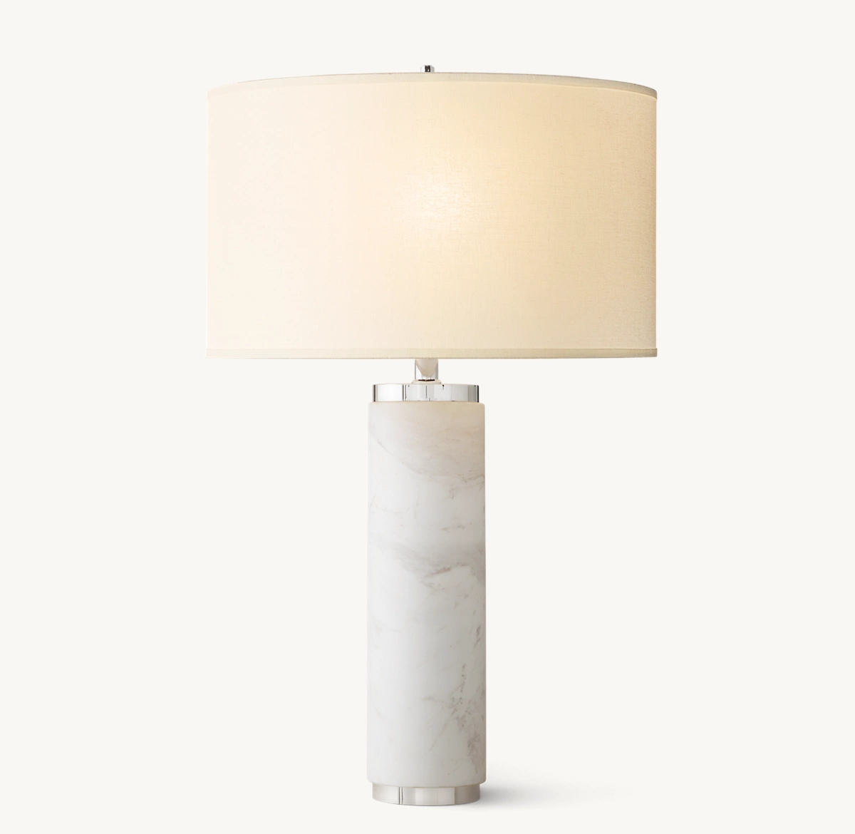 CYLINDRICAL COLUMN MARBLE TABLE LAMP - Polished Nickel