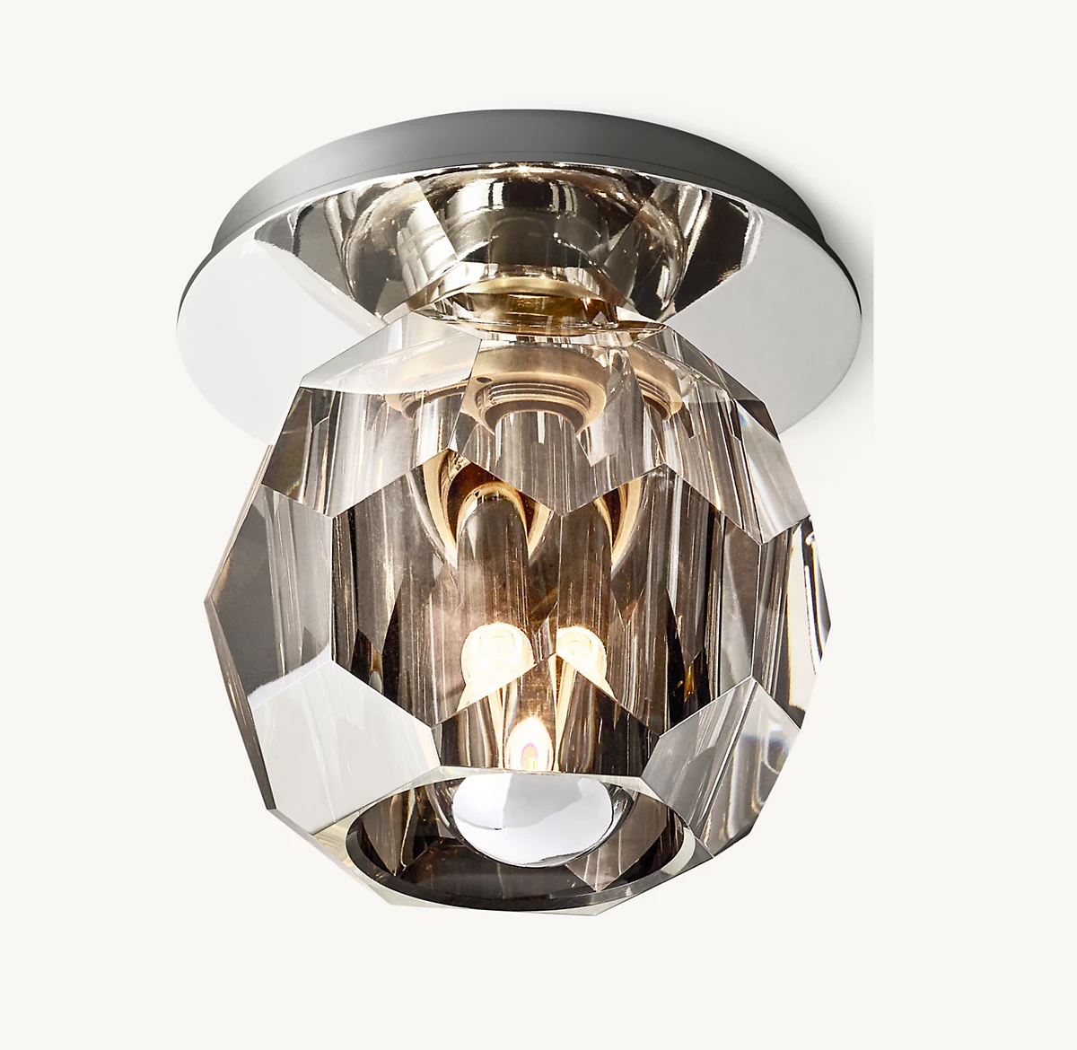 BOULE DE CRISTAL SMOKE GLASS PETITE FLUSHMOUNT - Polished Nickel