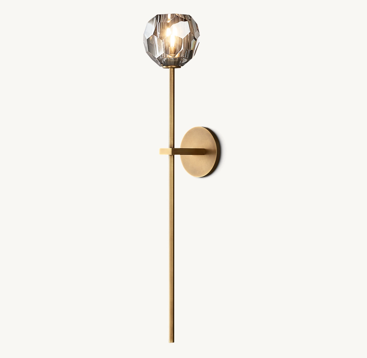 BOULE DE CRISTAL SMOKE GLASS GRAND SCONCE - Lacquered Burnished Brass